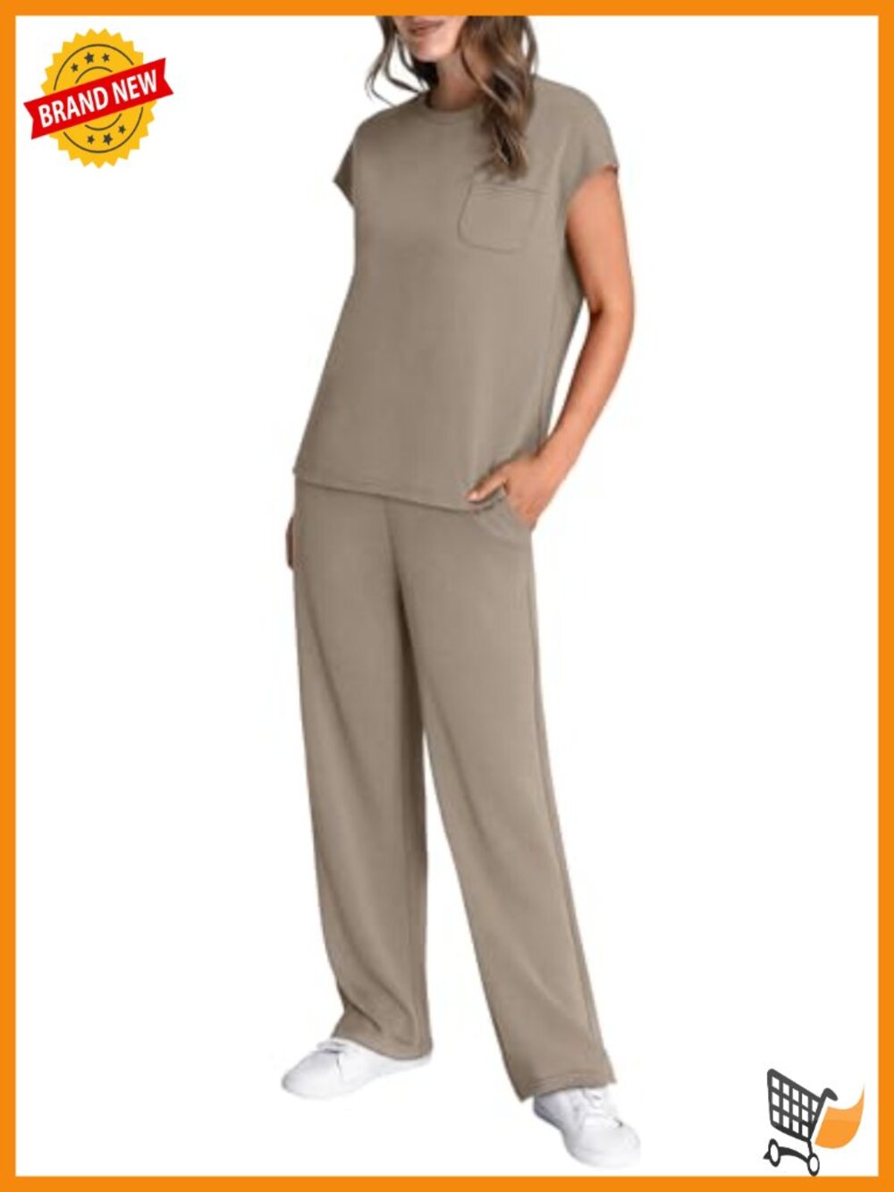 Lightweight Cap Sleeve Lounge Set with Pockets 2 Piece Travel Outfit - Picture 3 of 6